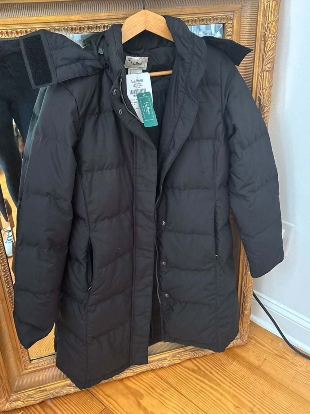 L.L.Bean Women's Ultrawarm 3/4 Down Coat with Faux-Fur Hood, Size XS, Black